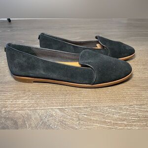 Ugg Bonnie Suede Loafer Flat Black Rubber Sole Comfort Sz 8